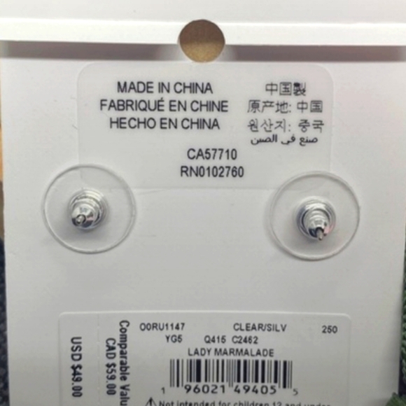 NEW ♠️ Kate Spade Silver Crystal Lady Marmalade Stud Earrings - Picture 3 of 3